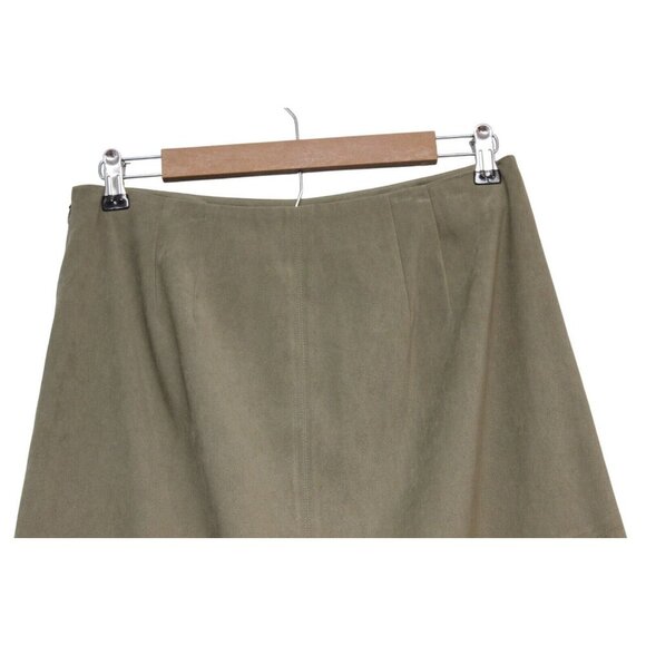 Talbots Maxi Skirt Size 10 Olive Green Perforated Boho Stretch A-Line Festival - Picture 10 of 14